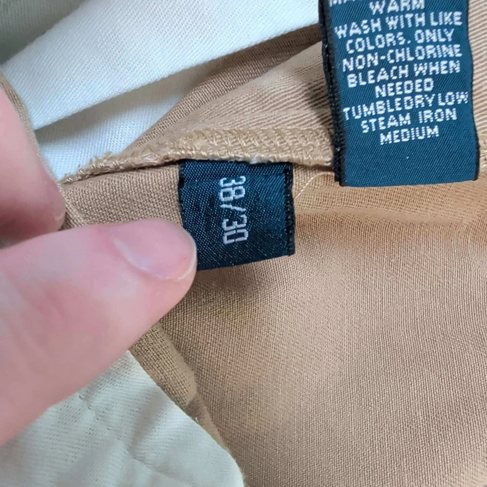 Polo Ralph Lauren Andrew Pant Mens 38x30 Khaki Tan Pleated Chino Cotton Trousers
